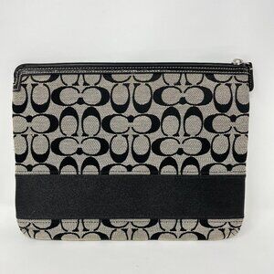 COACH Signature Black Tablet I-Pad Clutch Messenger Bag Purse Case 11" x 8.5"